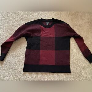 Tahari Martin/cranberry colorblock buffalo plaid heavy weight sweater size large